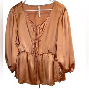 Haute Fox Gold 3/4 Sleeve With Front Ties, Size 2X, NWT